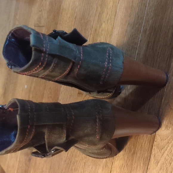 Manas Lea Foscati green brown suede Italian boots size 37 - Picture 10 of 10